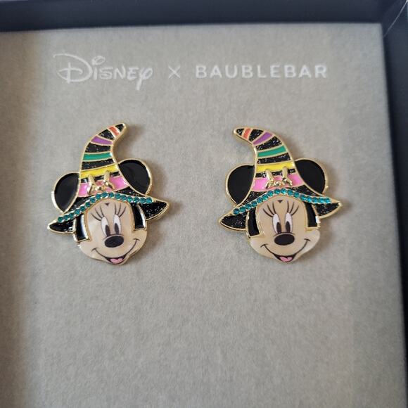 Disney X Baublebar Minnie Mouse Witch Halloween Earrings - New In Box - Picture 2 of 5